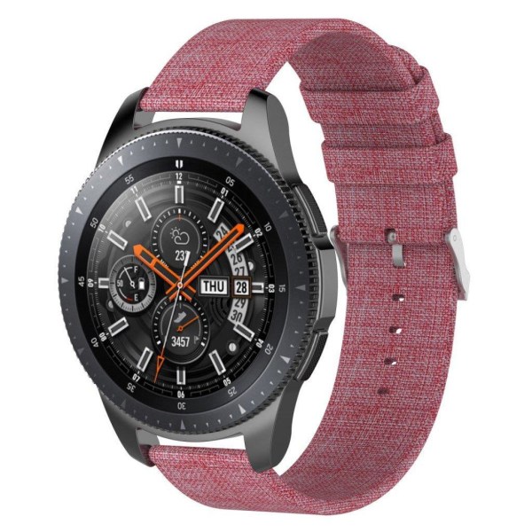 Samsung Galaxy Watch (46mm) erstatnings urrem i canvas og nylon med stilfuld metalspænde - Rosa Pink