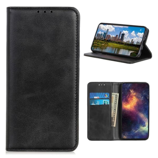 Flip Etui med Pung i Ekte Lær til Nokia 3.4 - Svart Black