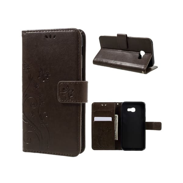 Samsung Galaxy A5 (2017) læder-etui med sommerfugleprint - Brun Brown