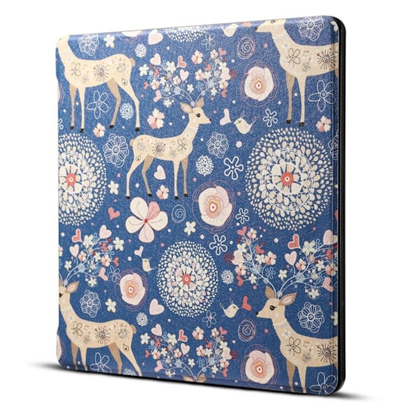 Amazon Kindle Oasis (2019) tyylikäs kuvio nahkainen flip case - Rakas Ja Kukkia Multicolor