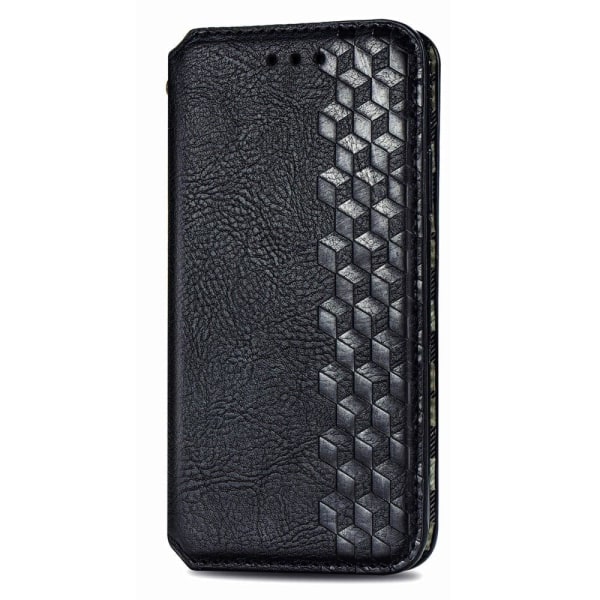 Læder Etui med A Stilfuldt Rhombus Tryk til Motorola Edge 30 Ultra / X30 Pro - Sort Black