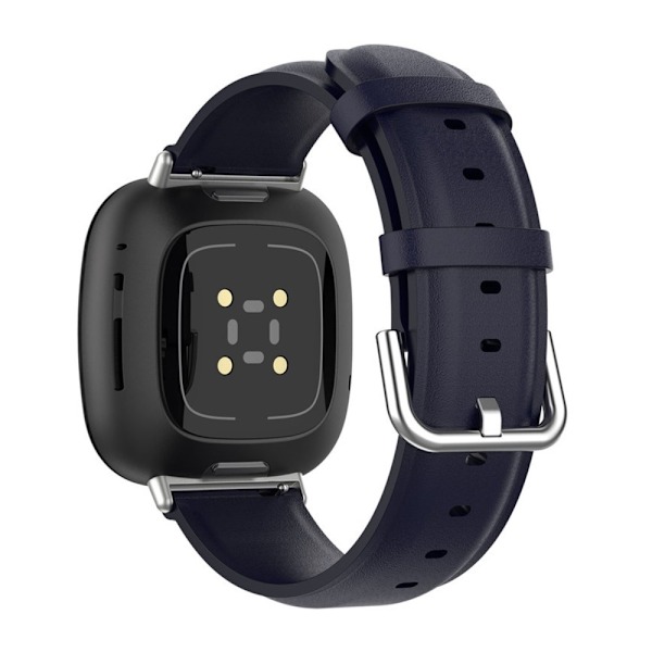 Fitbit Sense 2 / Versa 4 / 3 klockarmband i äkta läder - Marinblå Blå