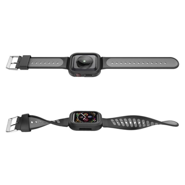 Apple Watch Series 4 44mm kaksivärinen silikoninen ranneke - Musta / Harmaa Black