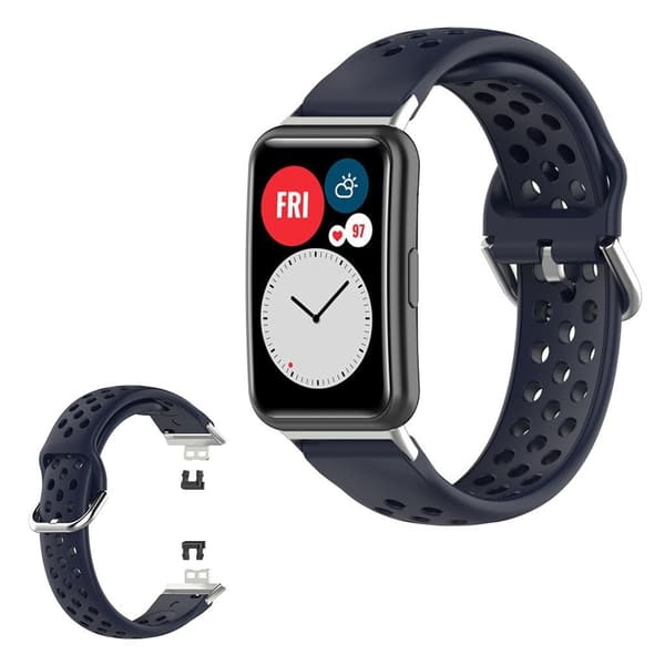 Huawei Watch Fit hulætset silikoneurrem - Mørkeblå Blue