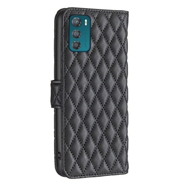 Rhombus mat Motorola Moto G42 flip etui - Sort Black