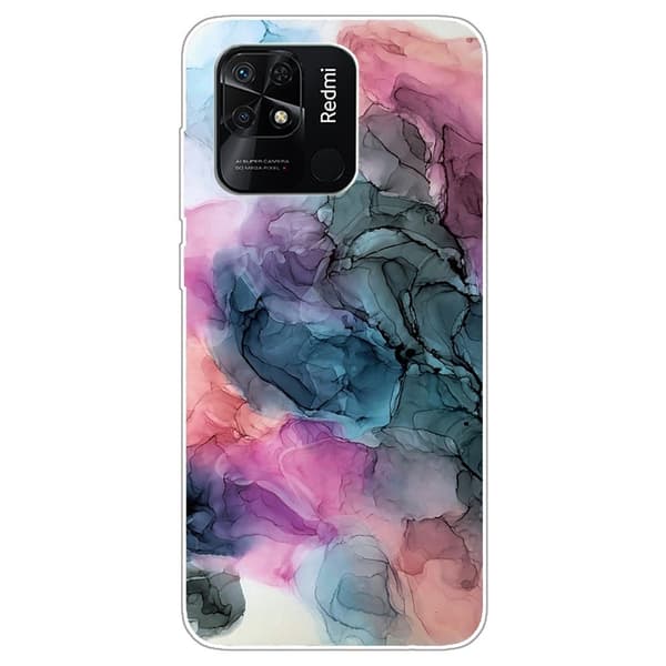 Marble Xiaomi Redmi 10C Etui - Osmose Of Rose og Grøn Multicolor