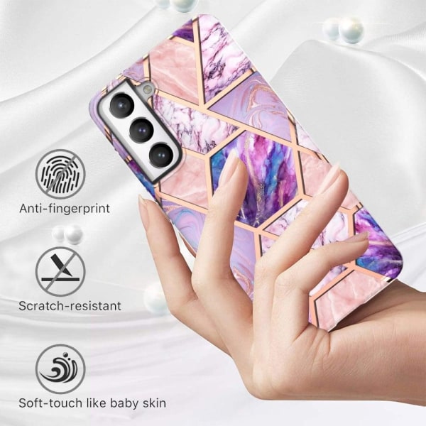 Marble Samsung Galaxy S21 FE Etui - Lyselilla Purple