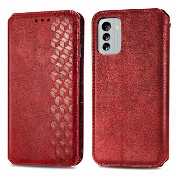 Nahkakotelo With A Stylish Rhombus Imprint For Nokia G60 - Punainen Red