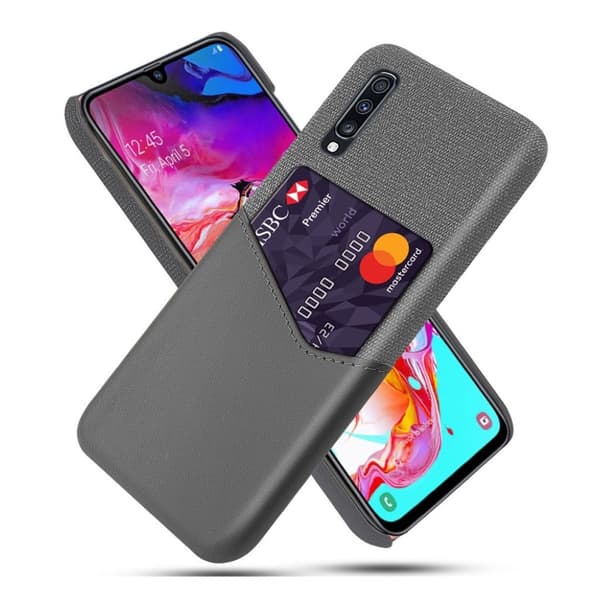 Bofink Samsung Galaxy A70 skal med korthållare - Silver/Grå Silvergrå