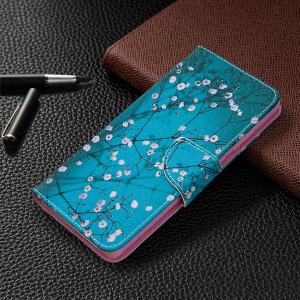 Wonderland Samsung Galaxy Note 20 Flip Etui - Livlig Blomst Blue