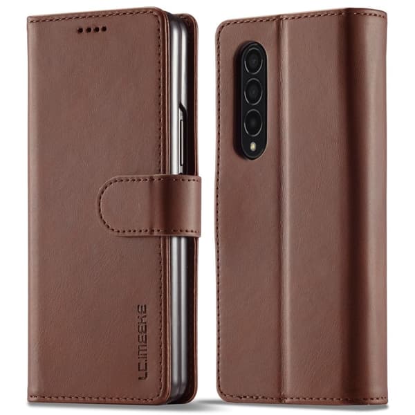 LC.IMEEKE Samsung Galaxy Z Fold3 5G flip etui - Brun Brown