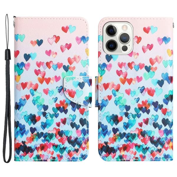 Wonderland iPhone 14 Pro Flippetui - Love Hjerte Multicolor