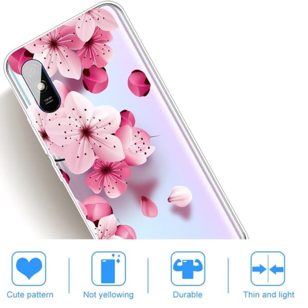 Deco Xiaomi Redmi 9A Etui - Lyserød Blomst Pink
