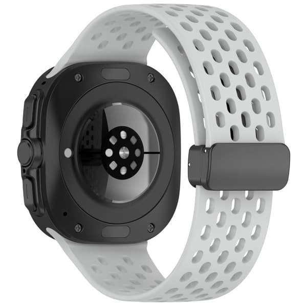 Samsung Galaxy Watch Ultra 47mm Silicone Watch Band Replacement Strap with Magnetic Folding Buckle - Light Grey Silver grey