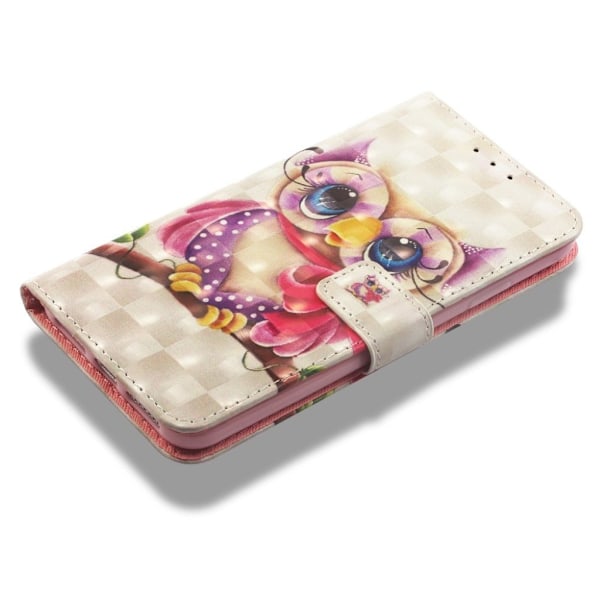 iPhone Xs Max mønstret flip etui i læder - Ugle Multicolor