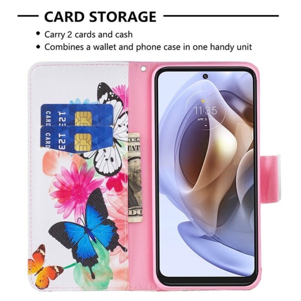 Wonderland Motorola Moto G51 5G flip kuoret - Kaksi Perhosta Multicolor