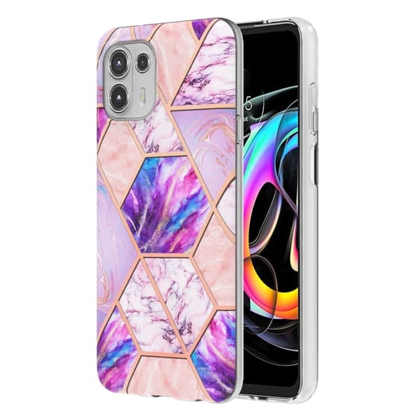 Marble Motorola Edge 20 Lite Etui - Lyselilla Purple