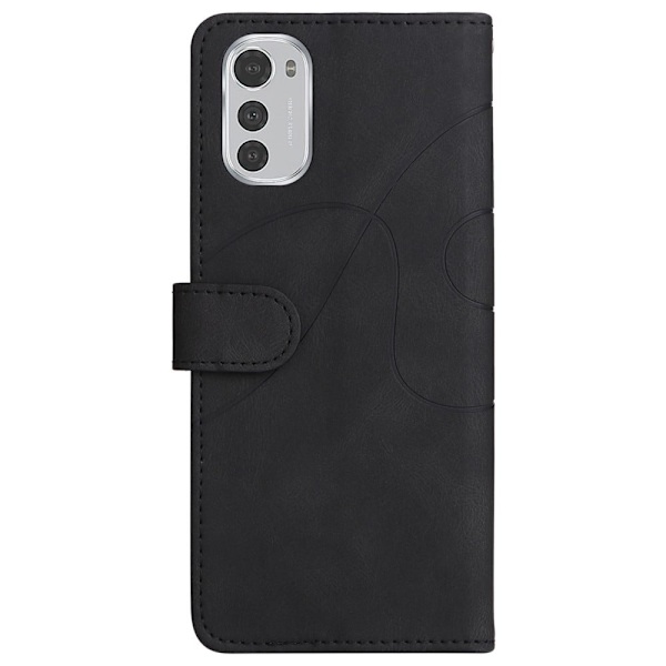 Tekstureret Læder Etui med Strop TilMotorola Moto E32 - Sort Black