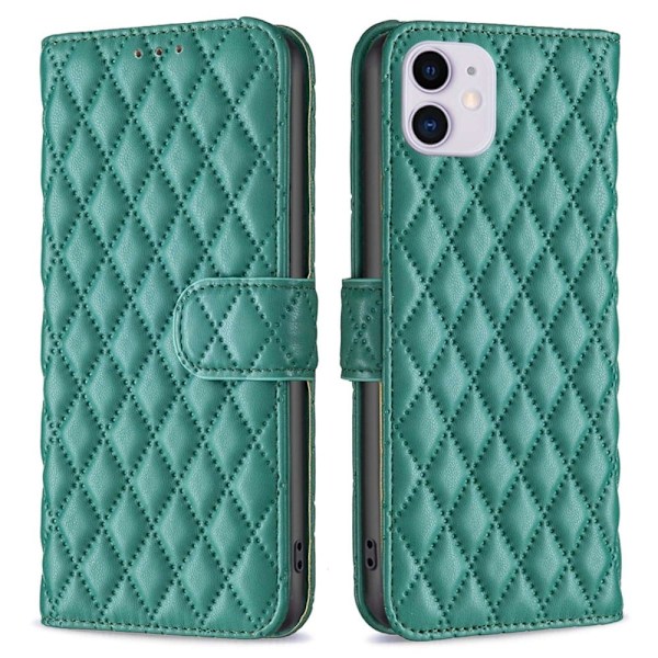 Matt iPhone 11 fodral med rombmönster - Grön Grön