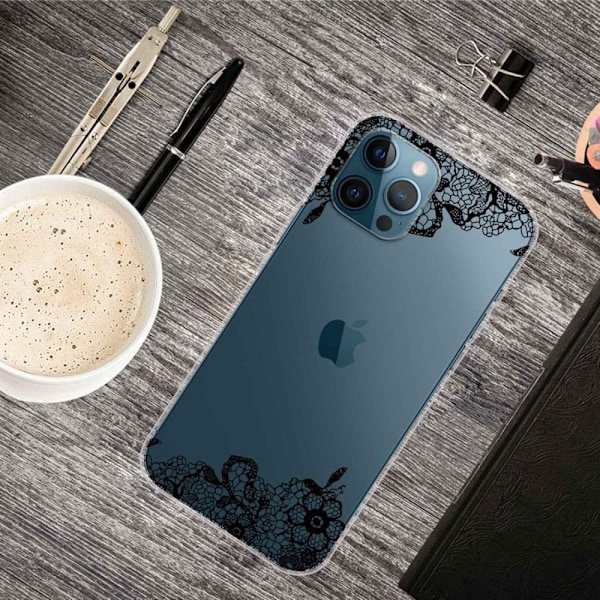 Deco iPhone 14 Pro Max skal - Spetsblomma Svart