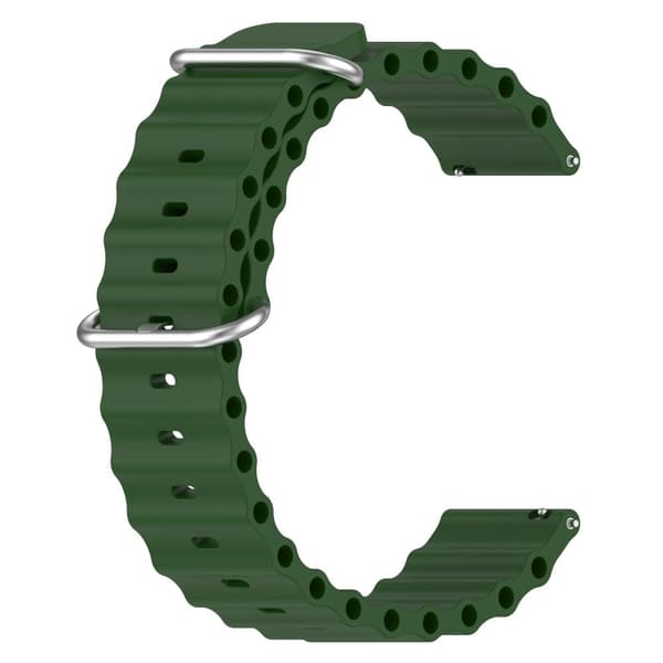 20 mm klockarmband i silikon med universell vågdesign - Militärgrön Grön