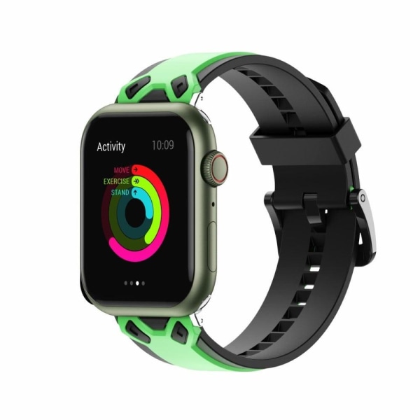 Apple Watch (45mm) värillinen silikoninen ranneke - Ruohonvihreä / Musta Multicolor