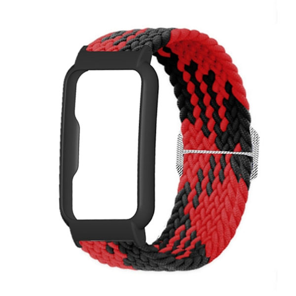 Oppo Watch Free elastisk nylon urrem - Rød Sort / Sort Red