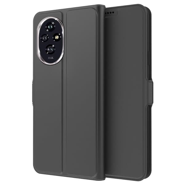 Glatt og tynt premium PU-skinnetui for Honor 200 - Svart Black