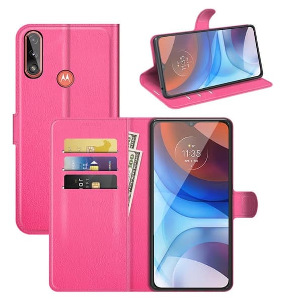 Classic Motorola Moto E7 Power Flip etui - Rose Pink