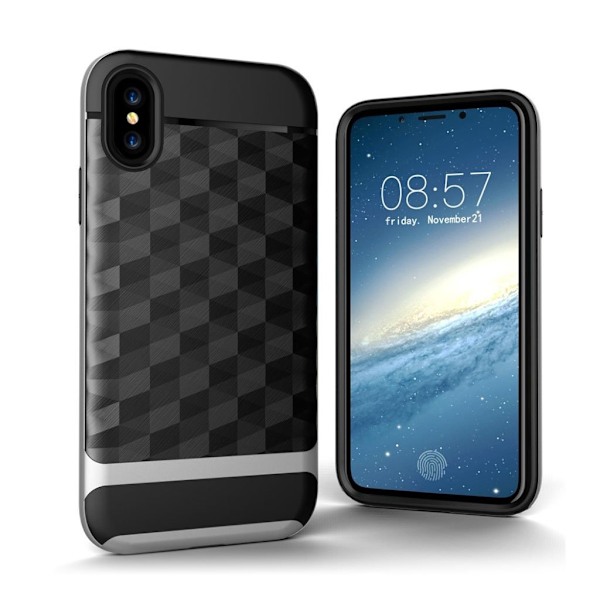 iPhone X uniikki suojakuori - Hopea Silver grey