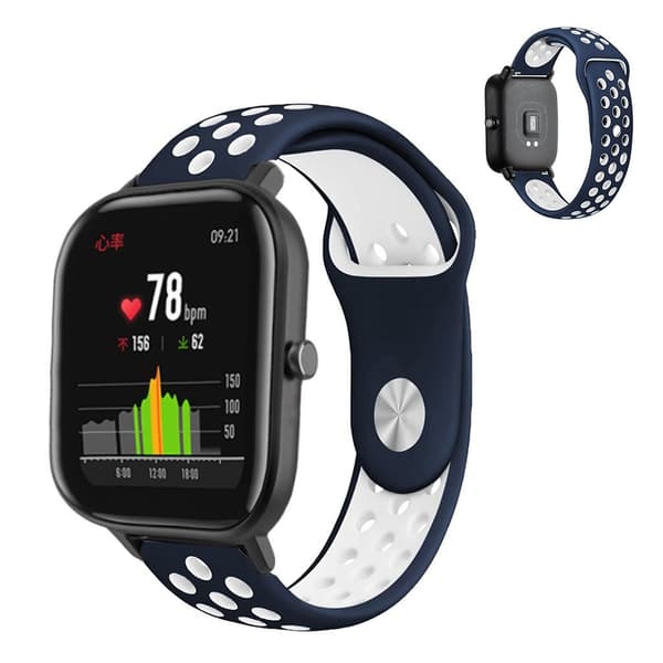 Amazfit GTS tofarvet silikone Urrem - Sort / Hvid White