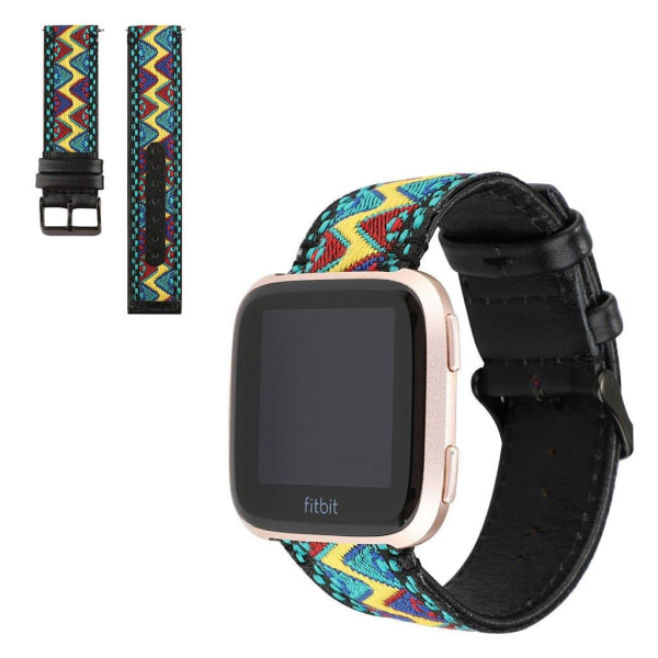 Fitbit Versa 2 ethnic äkta läder klockarmband - Multi-color multifärg