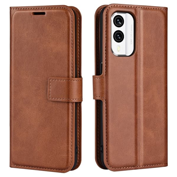 Læretui med Lommebok til Nokia X30 - Lysebrun Brown