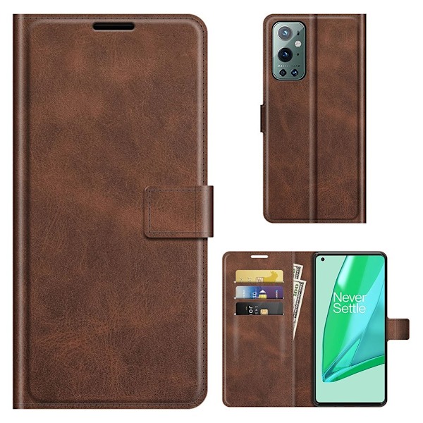 Hållbart konstläder OnePlus 9 Pro fodral med plånbok - Brun Brun