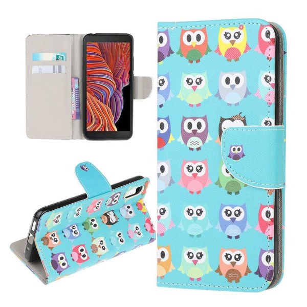 Wonderland Samsung Galaxy Xcover 5 Flip etui - Søde ugler Blue