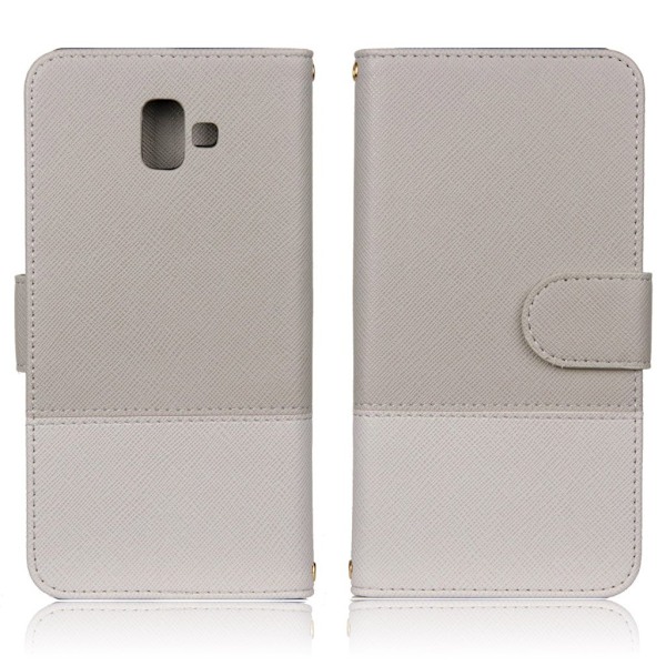 Samsung Galaxy J6 Plus (2018) kryds tekstur læder flip etui - Beige Beige
