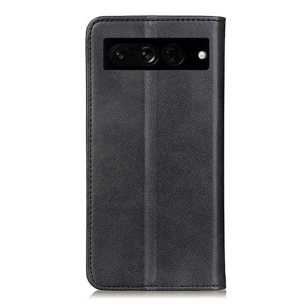 Google Pixel 7 Pro flip etui i ægte læder med pung – Sort Black
