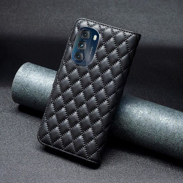 Rhombus mat Motorola Moto G (2023) flip etui - Sort Black