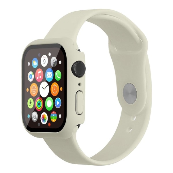 Apple Watch (45 mm) klockarmband i silikon + fodral med härdat glas - Antik Vit / Storlek: S / M Vit