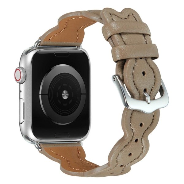 Apple Watch Series 8 (45mm) / Watch Ultra klockarmband i äkta läder med kanderade hajar - Grå Silvergrå