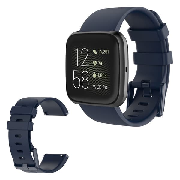 Fitbit Versa 2 / Versa Lite silikon klockarmband - mörkblå / Size: S Blå
