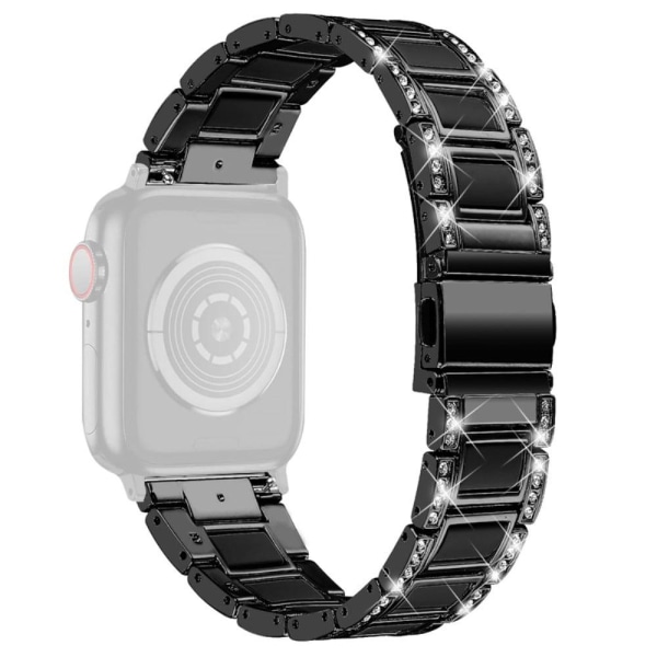 Apple Watch Series 8 (45mm) / Watch Ultra rhinestone urrem i rustfrit stål - Sort Black