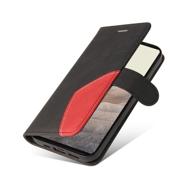 Texturerat läder Google Pixel 6 fodral med handledsband - Svart Svart