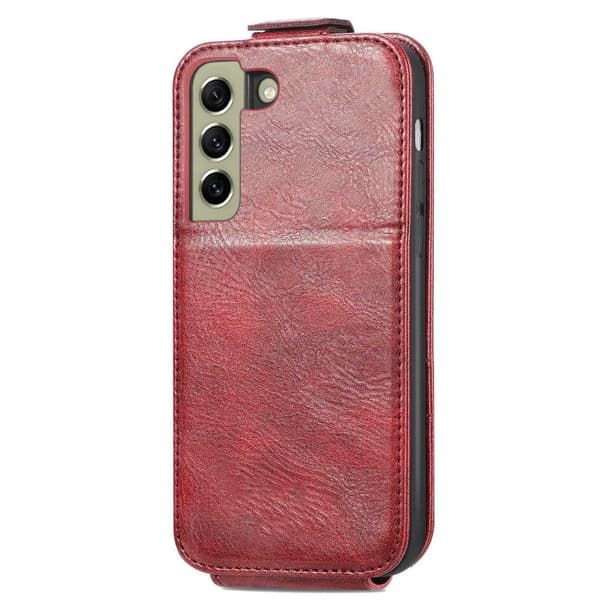 Vertical Flip Phone Suojakotelo With Zipper For Samsung Galaxy S21 FE - Punainen Red