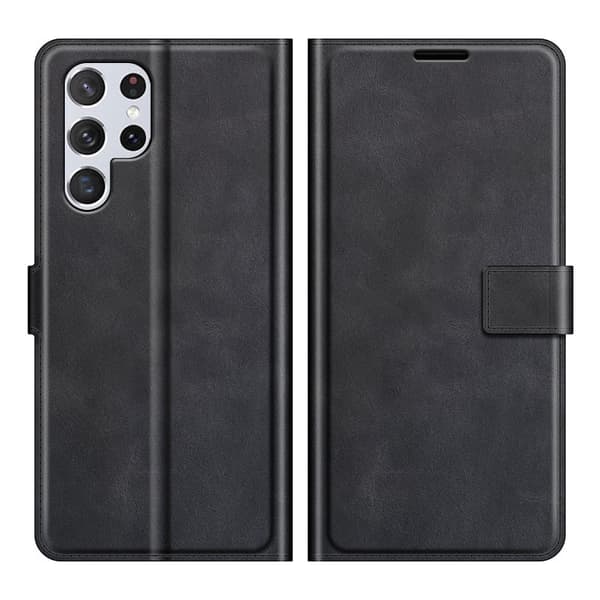 Læretui med Lommebok til Samsung Galaxy S22 Ultra - Svart Black
