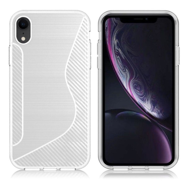 iPhone Xr S-shape carbon fiber texture case - White Vit