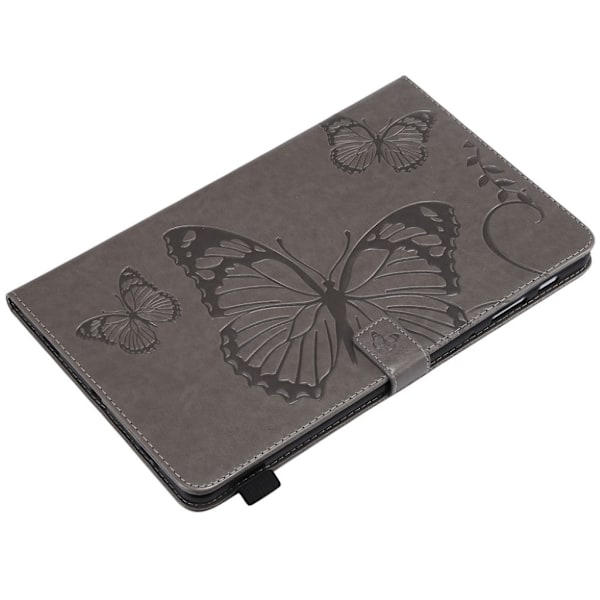 Samsung Galaxy Tab A 10.5 painettu Perhonen nahkainen flip suojakotelo - Harmaa Silver grey