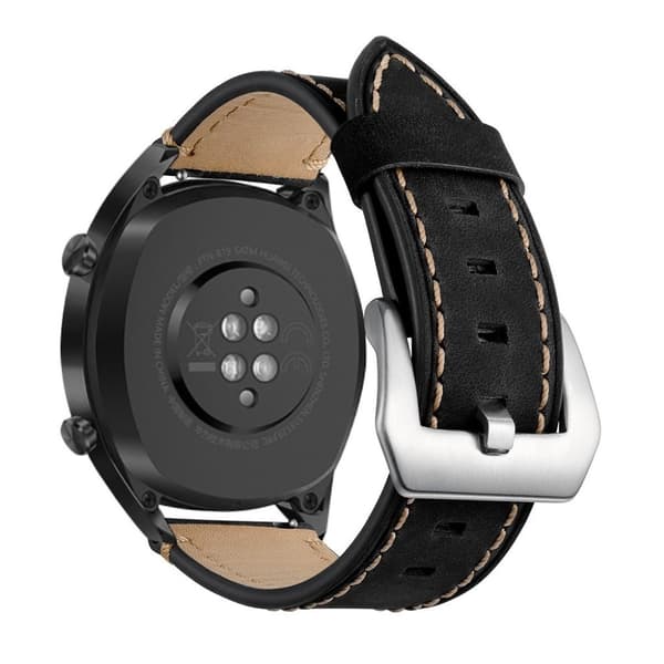 Huawei Watch GT / Watch 2 / Watch Magic ægte læder Urrem - Sort Black