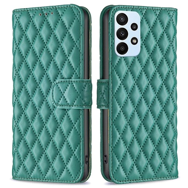 Rhombus mat Samsung Galaxy A23 flip etui - Grøn Green