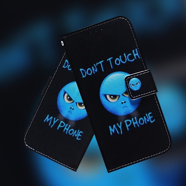 Huawei Y6 2019 konstläderfodral med motiv - Don't Touch My Phone multifärg